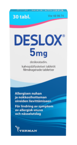 Deslox väsyttämätön allergialääke 30 tabl. pakkaus